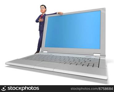 Businessman Presenting Showing World Wide Web And Text Space