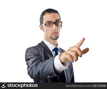 Businessman pressing buttons in the air