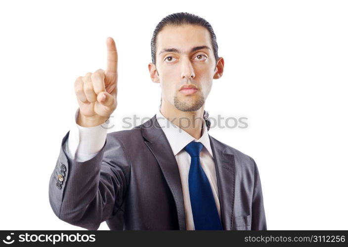 Businessman pressing buttons in the air