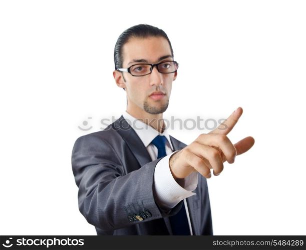 Businessman pressing buttons in the air