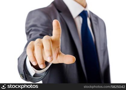 Businessman pressing buttons in the air