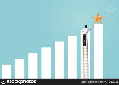 businessman reach target with star icon and rising graph