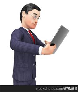 Businessman Reading Report Indicating Businessmen Document And Studying