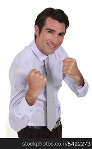 Businessman ready for fight
