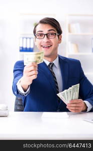 Businessman receiving his salary and bonus