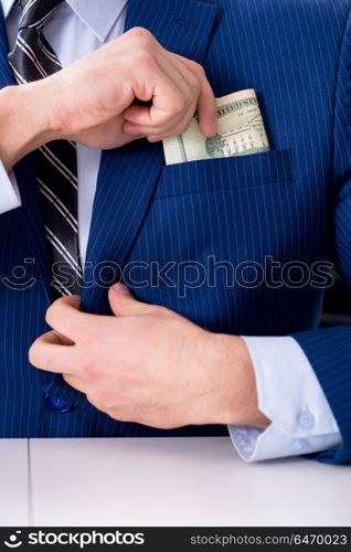 Businessman receiving his salary and bonus