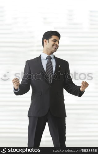 Businessman rejoicing