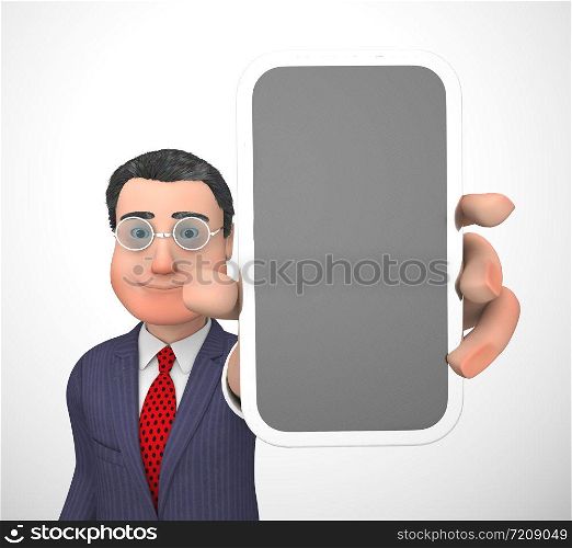 Businessman&rsquo;s smartphone or cellular mobile device for apps and internet Mockup. Copyspace screen for text - 3d illustration