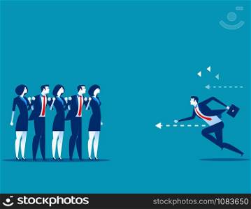 Businessman running right through to the goal. Concept business vector illustration.