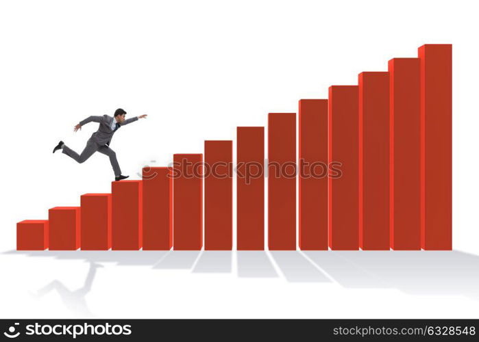 Businessman running towards economic success. The businessman running towards economic success