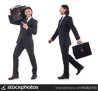 Businessman rushing isolated on the white background