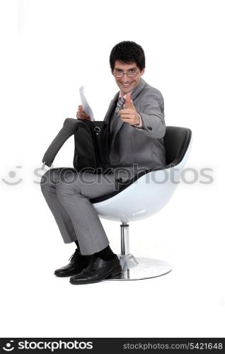 Businessman sat down