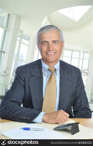 Businessman Seated at His Desk in Modern Office Setting
