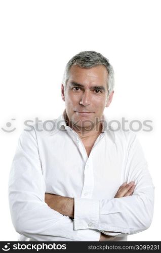 businessman senior gray hair expertise man isolated on white