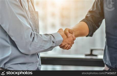 Businessman Shake hands success business project,People handshake greeting cooperation