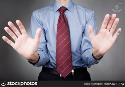 Businessman shaking his hands
