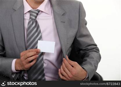 businessman showing business card