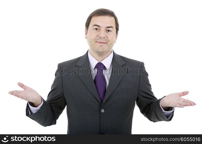 businessman showing his hands, isolated on white