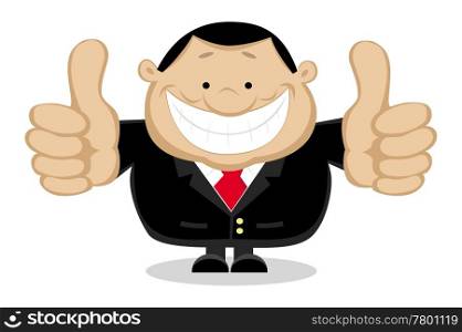 Businessman showing thumbs up. Separate layers. Vector illustration. Smiling businessman showing thumbs up