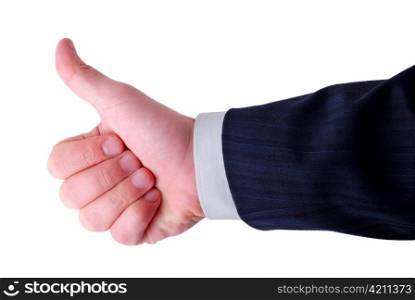 businessman shows thumb up