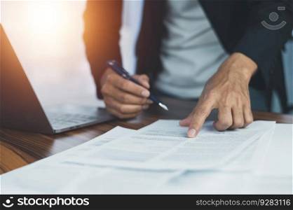Businessman signature document working in office