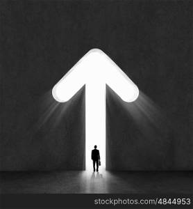 Businessman silhouette. Image of businessman silhouette standing with back