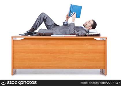 Businessman sleeping at this desk