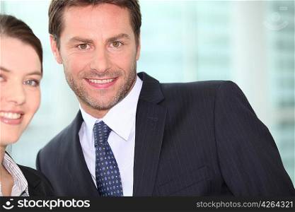 businessman smiling with woman