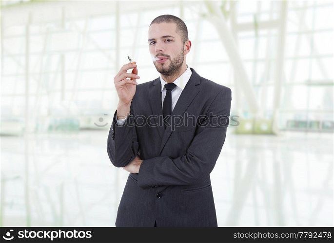 businessman smoking at the office