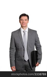 Businessman standing on white background