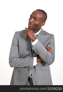 Businessman standing on white background