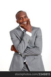 Businessman standing on white background