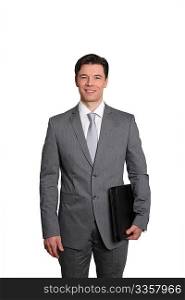 Businessman standing on white background