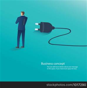 businessman standing with electrical plug , connect idea vector illustration