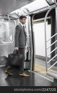 businessman subway car