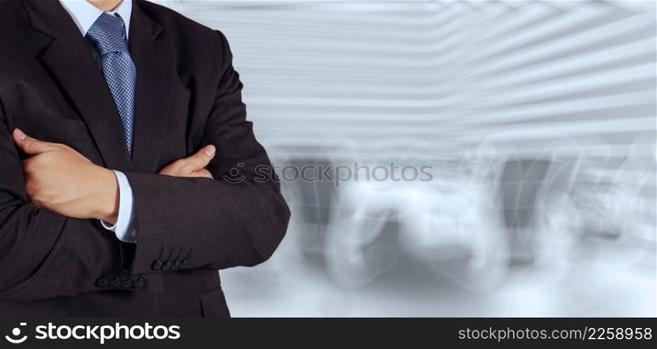 businessman success with his board room background as concept