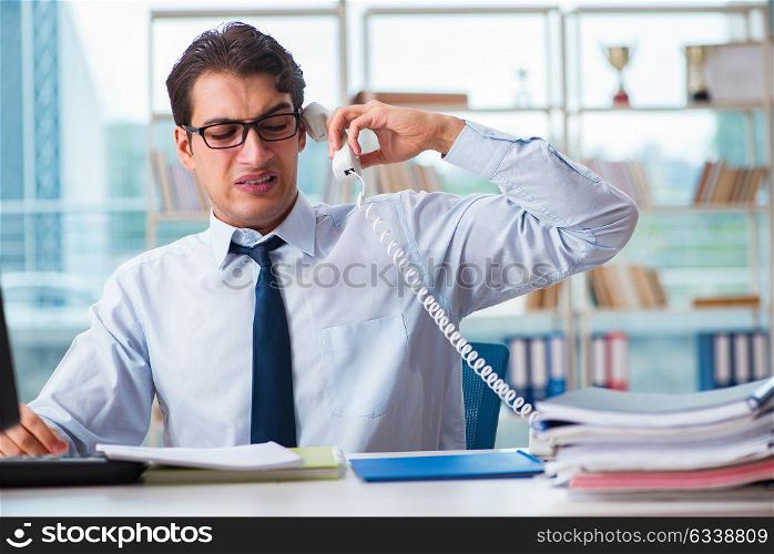 Businessman suffering from excessive armpit sweating