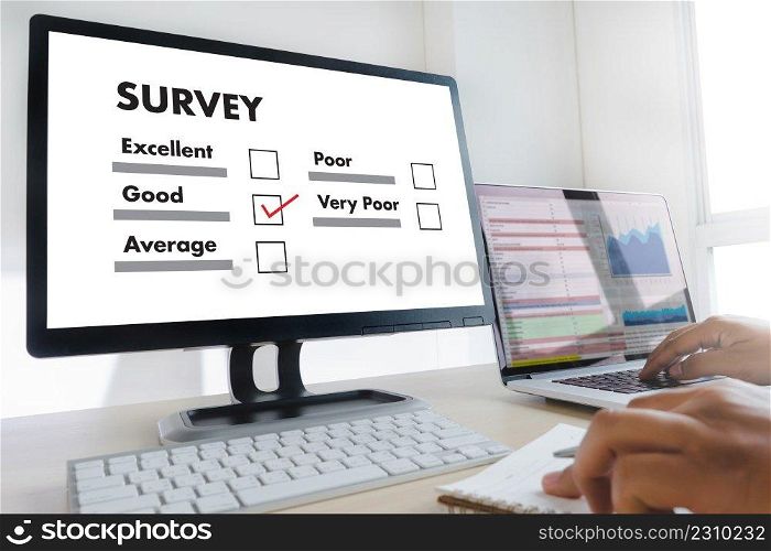 businessman SURVEY and Results Analysis Discovery Concept