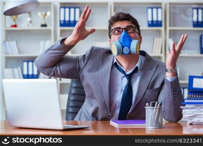 Businessman sweating excessively smelling bad in office at workp. Businessman sweating excessively smelling bad in office at workplace
