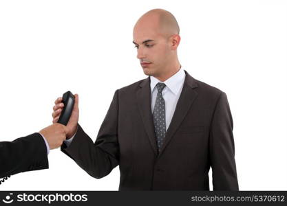 Businessman taking a phone call