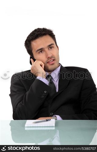 Businessman taking a phone call