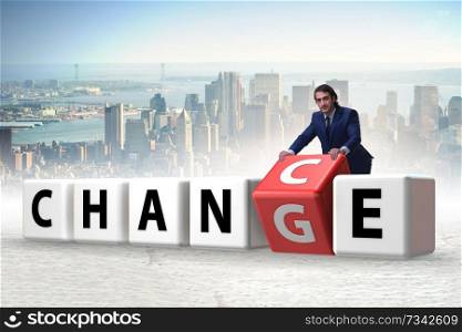 Businessman taking chance for change