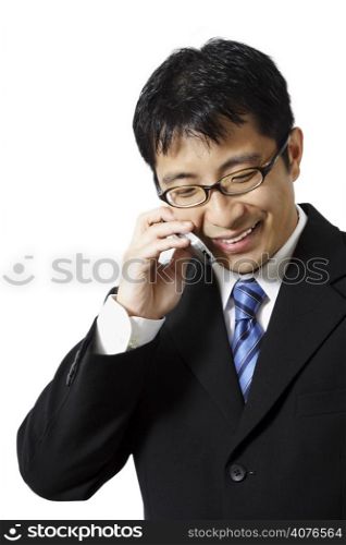Businessman talking on a cell phone