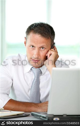 Businessman talking on the phone in the office