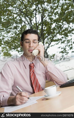 Businessman talking on the telephone