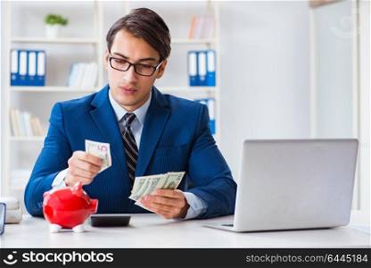Businessman thinking about his savings during crisis