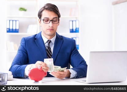 Businessman thinking about his savings during crisis