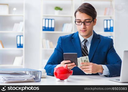 Businessman thinking about his savings during crisis