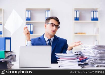Businessman throwing white flag and giving up