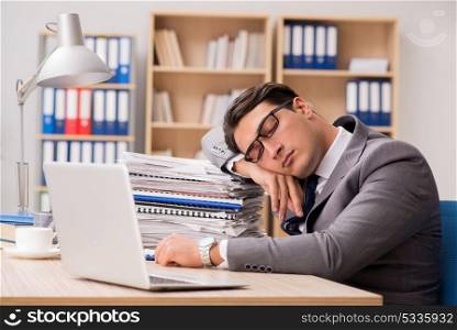 Businessman tired sitting in the office